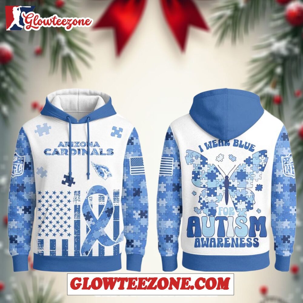 Arizona Cardinals Nfl Autism Awareness 2025 Limited Edition Blue Hoodie Shirt 1