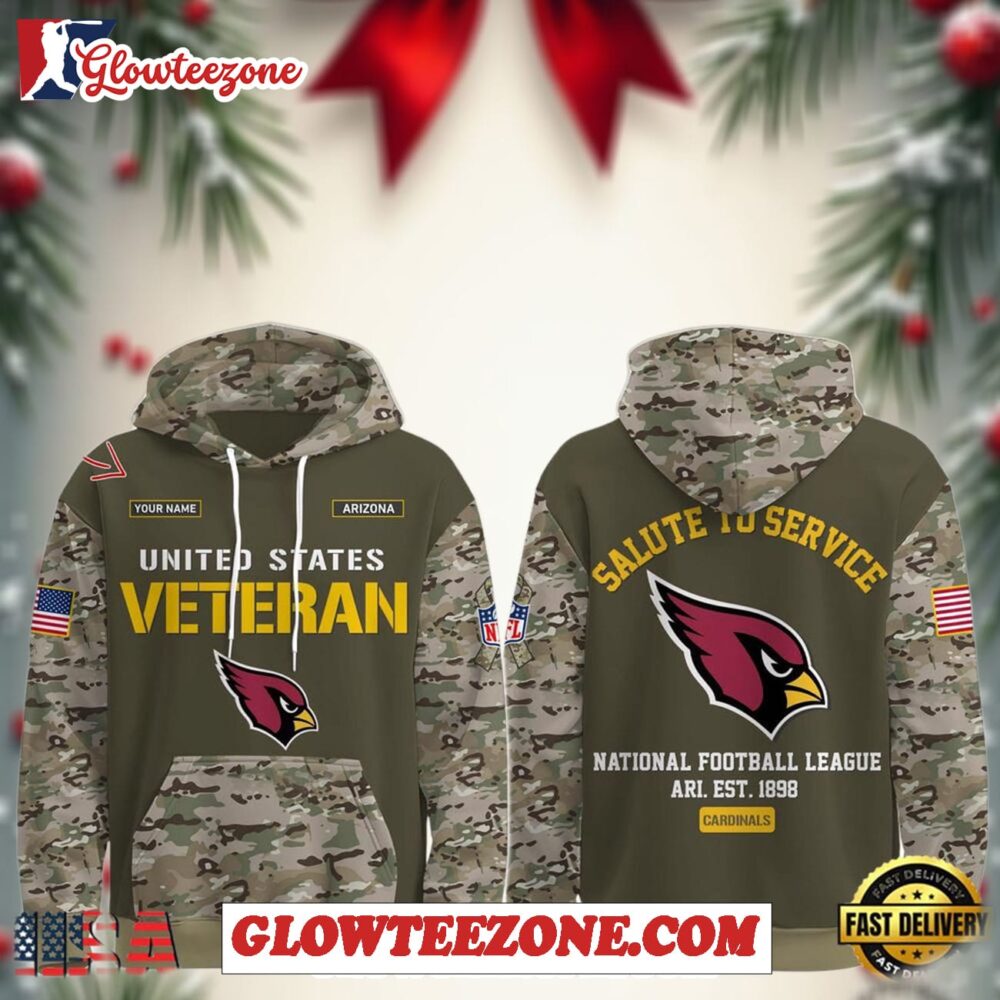 Arizona Cardinals Nfl Veteran Birthday 2025 Custom Name Unisex Hoodie 1
