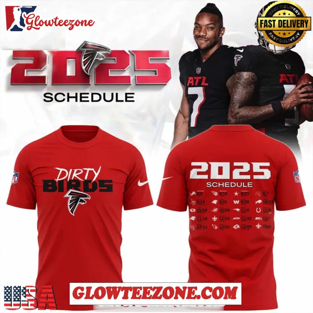 Atlanta Falcons New Season 2025 Schedule Red 3dshirt 1