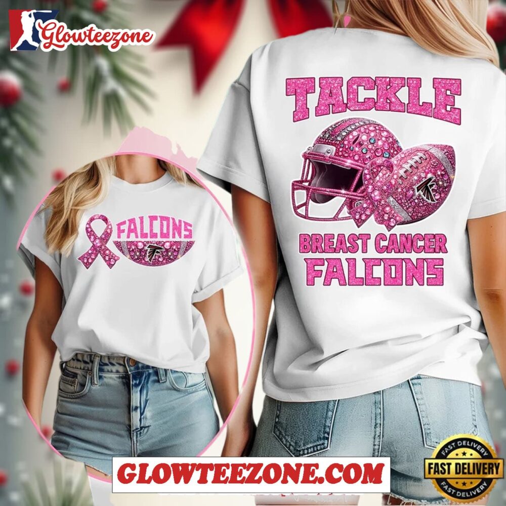 Atlanta Falcons Nfl Glitter Tackle Breast Cancer 2025 Womens Shirt White 1