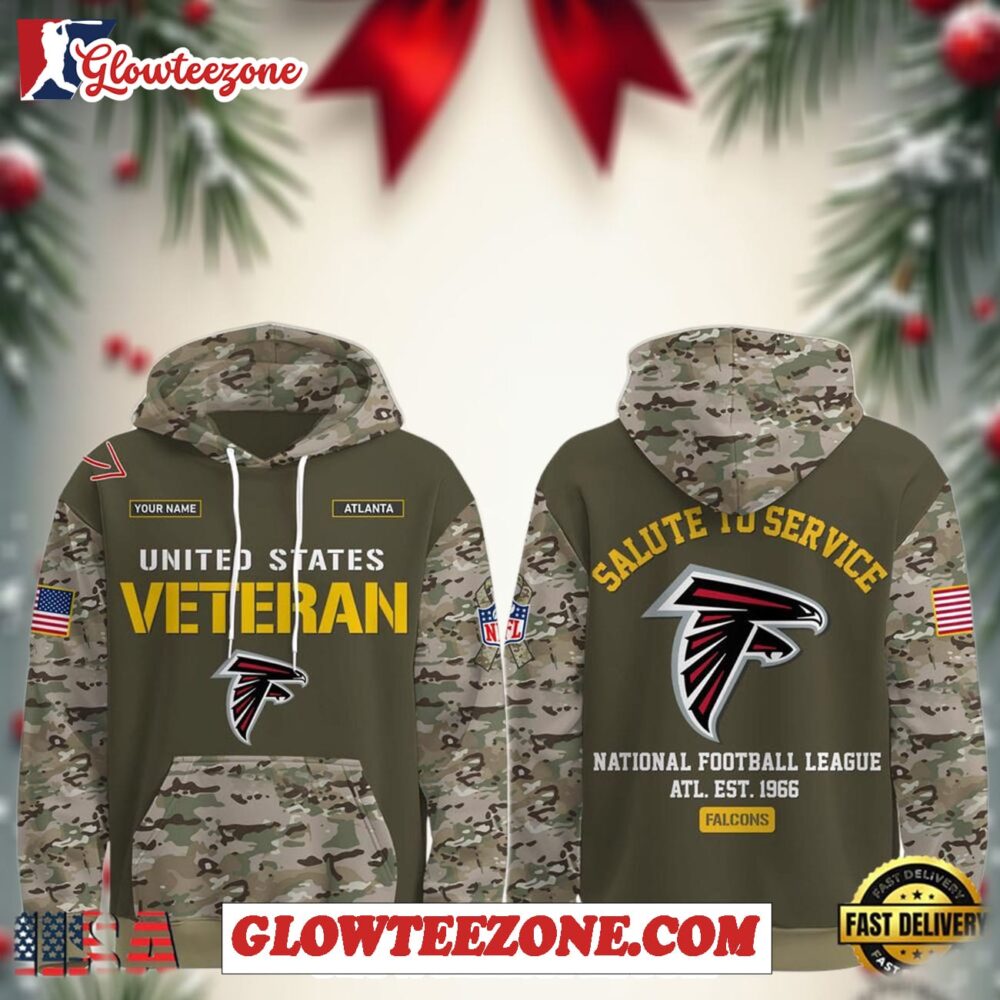 Atlanta Falcons Nfl Veteran Birthday 2025 Custom Name Unisex Hoodie 1