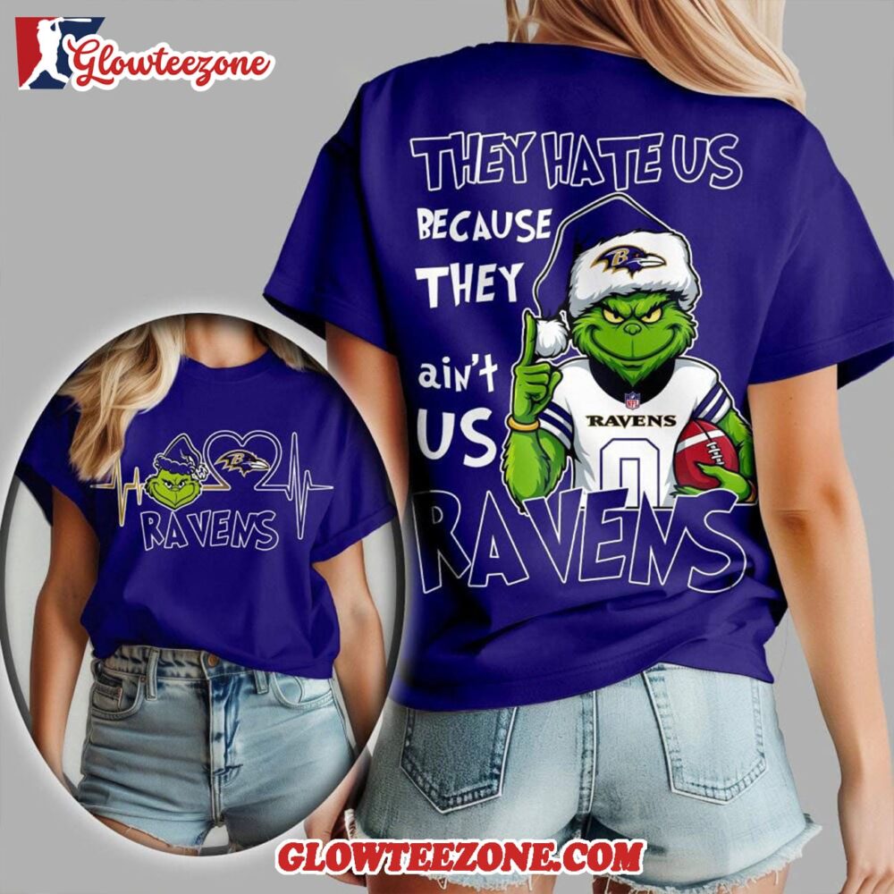 Baltimore Ravens 2025 Nfl Christmas Grinch They Hate Us All Over Print Shirt 1
