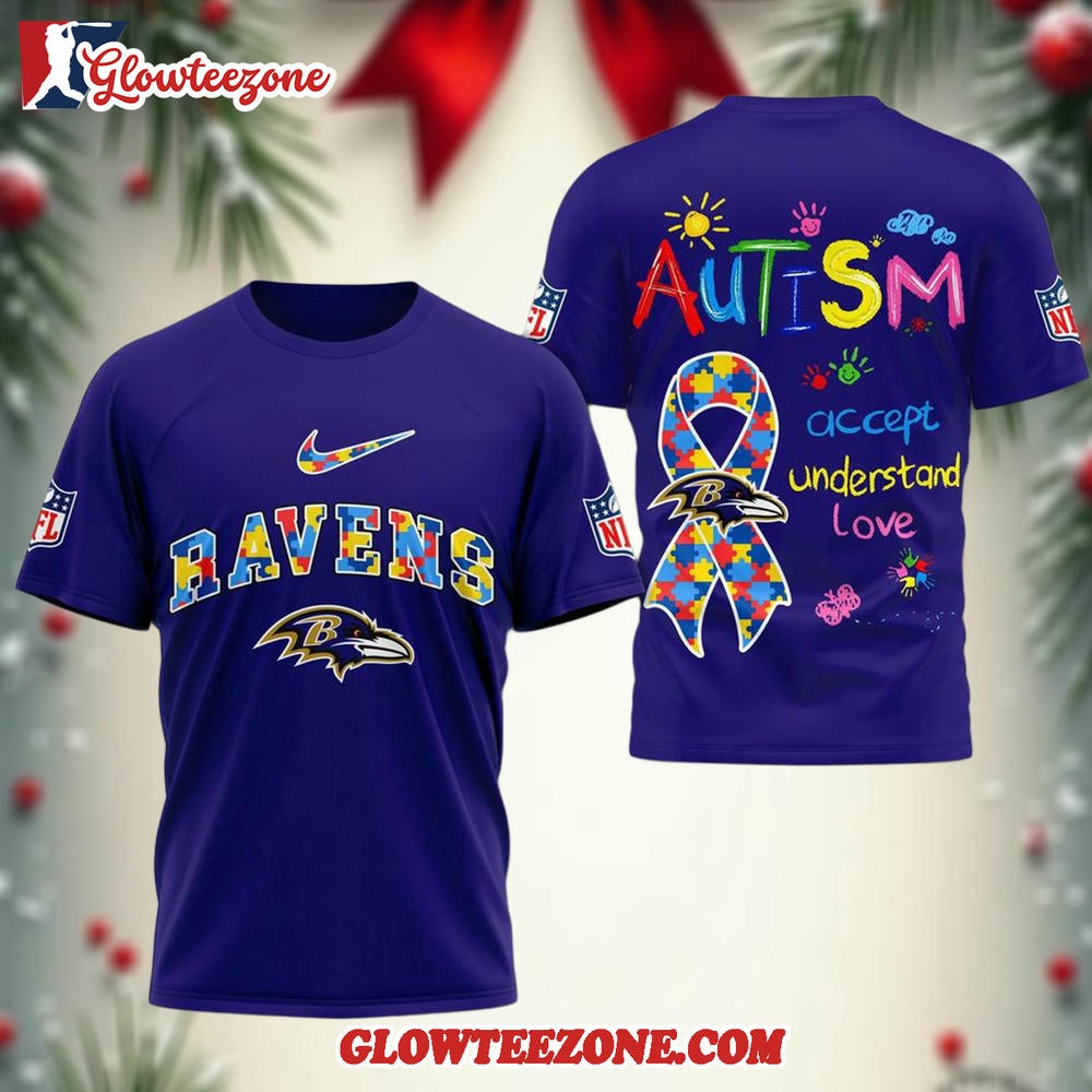 Baltimore Ravens Autism Awareness 3d Shirt 1