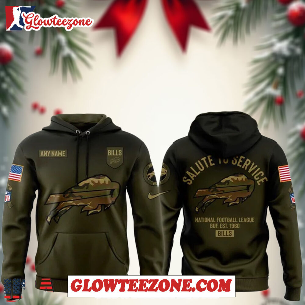 Buffalo Bills 2025 Salute To Service Custom Name Hoodie Shirt 1