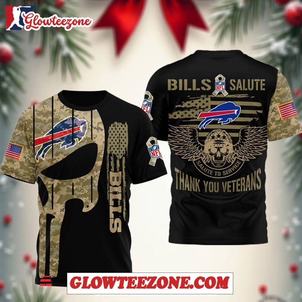Buffalo Bills Nfl Salute To Service Thank You Veterans 2025 3d Shirt 1