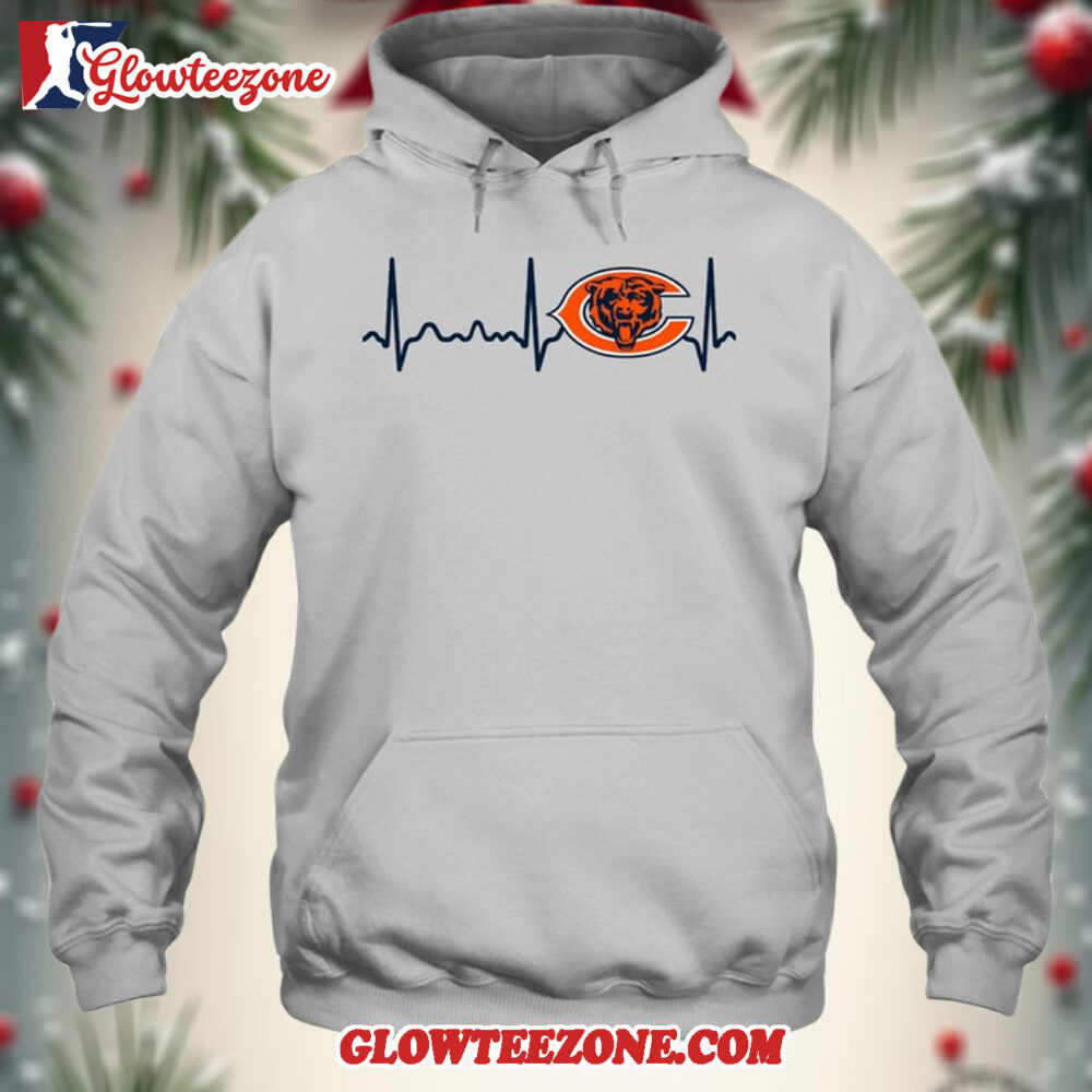 Chicago Bears Heartbeat Hoodie Unisex Football T shirt Hoodie 1