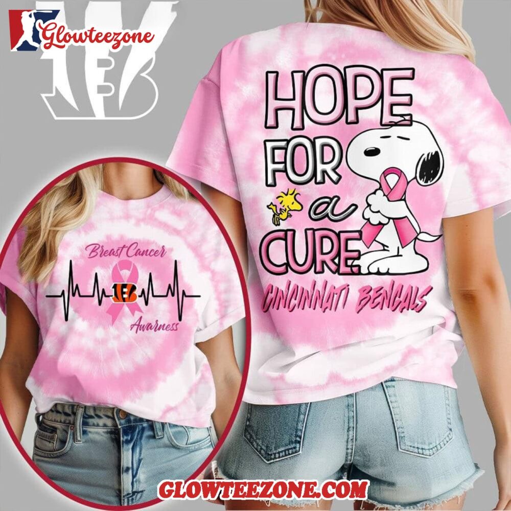 Cincinnati Bengals 2025 Nfl Breast Cancer Awareness Snoopy Hope For A Cure All Over Print Shirt 1