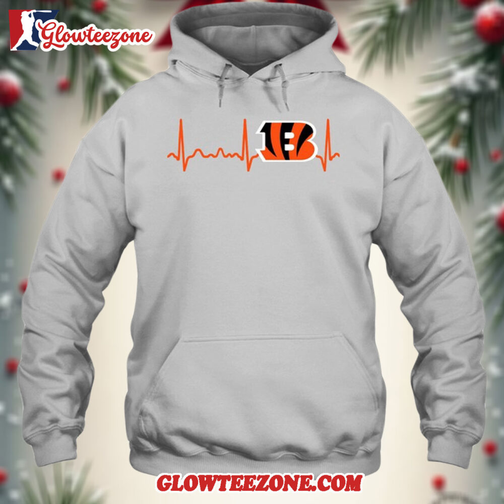 Cincinnati Bengals Heartbeat Hoodie Unisex Football T shirt Hoodie 1