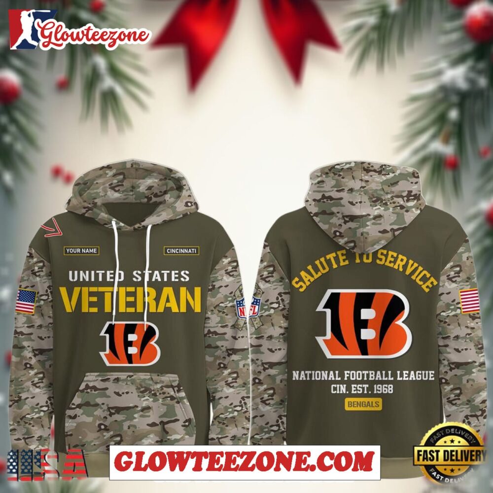 Cincinnati Bengals Nfl Veteran Birthday 2025 Custom Name Unisex Hoodie 1