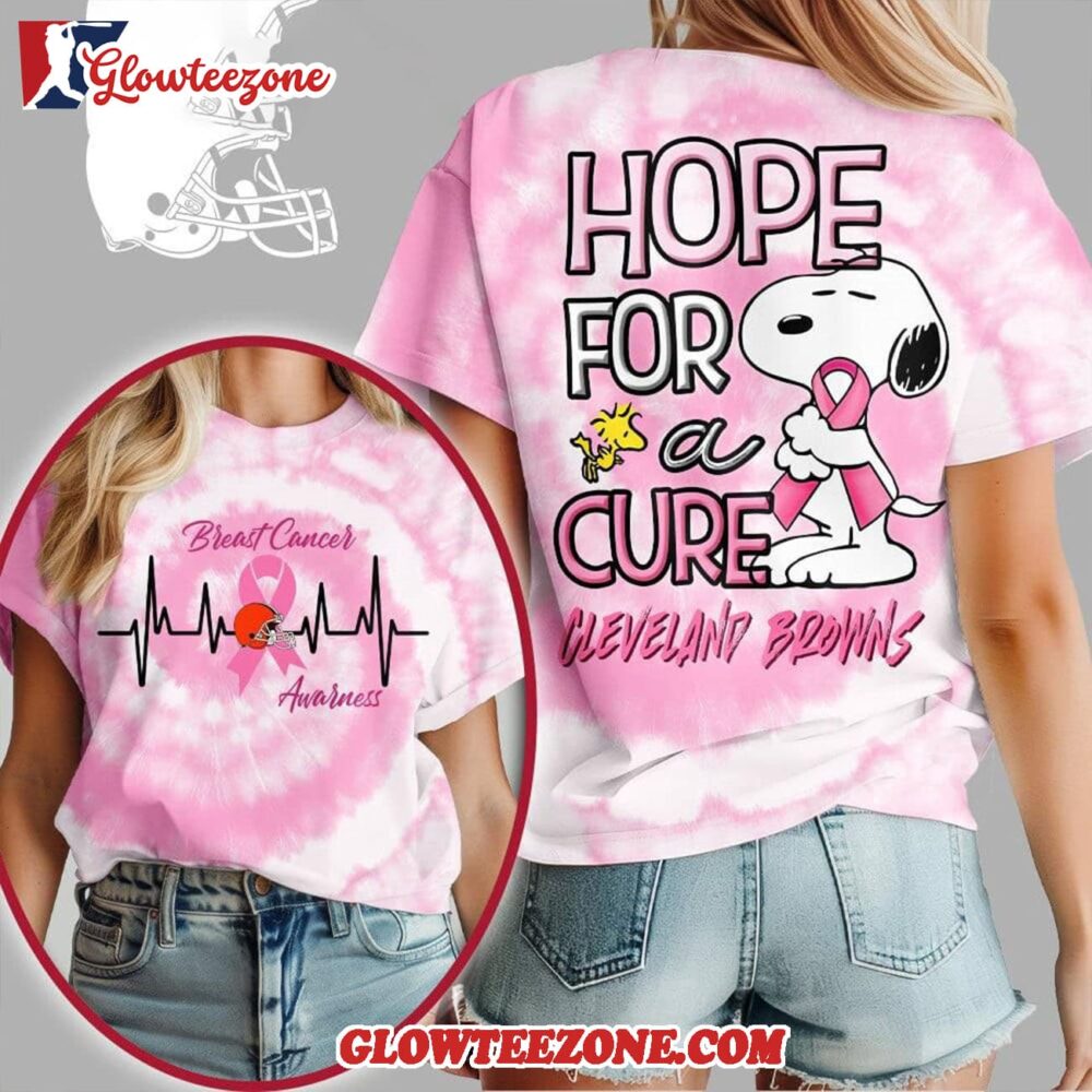 Cleveland Browns 2025 Nfl Breast Cancer Awareness Snoopy Hope For A Cure All Over Print Shirt 1