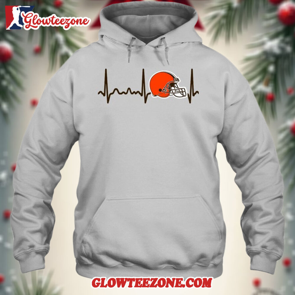 Cleveland Browns Heartbeat Hoodie Unisex Football T shirt Hoodie 1