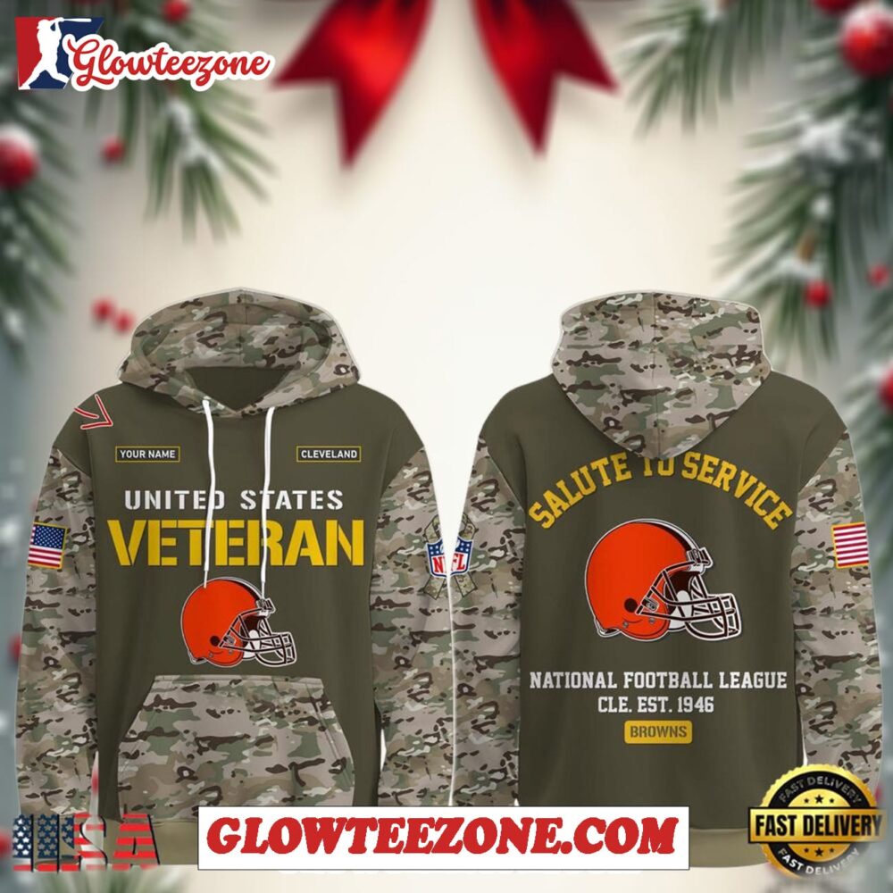 Cleveland Browns Nfl Veteran Birthday 2025 Custom Name Unisex Hoodie 1