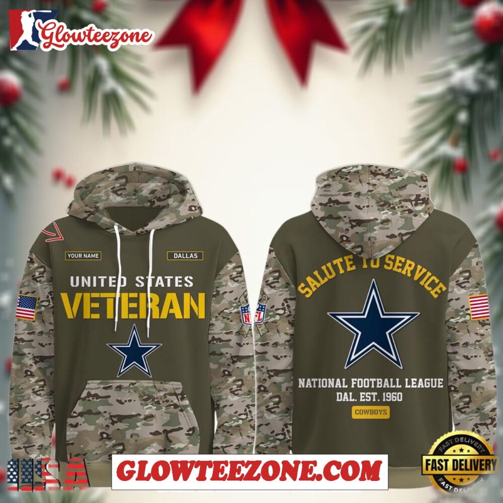 Dallas Cowboys Nfl Veteran Birthday 2025 Custom Name Unisex Hoodie 1