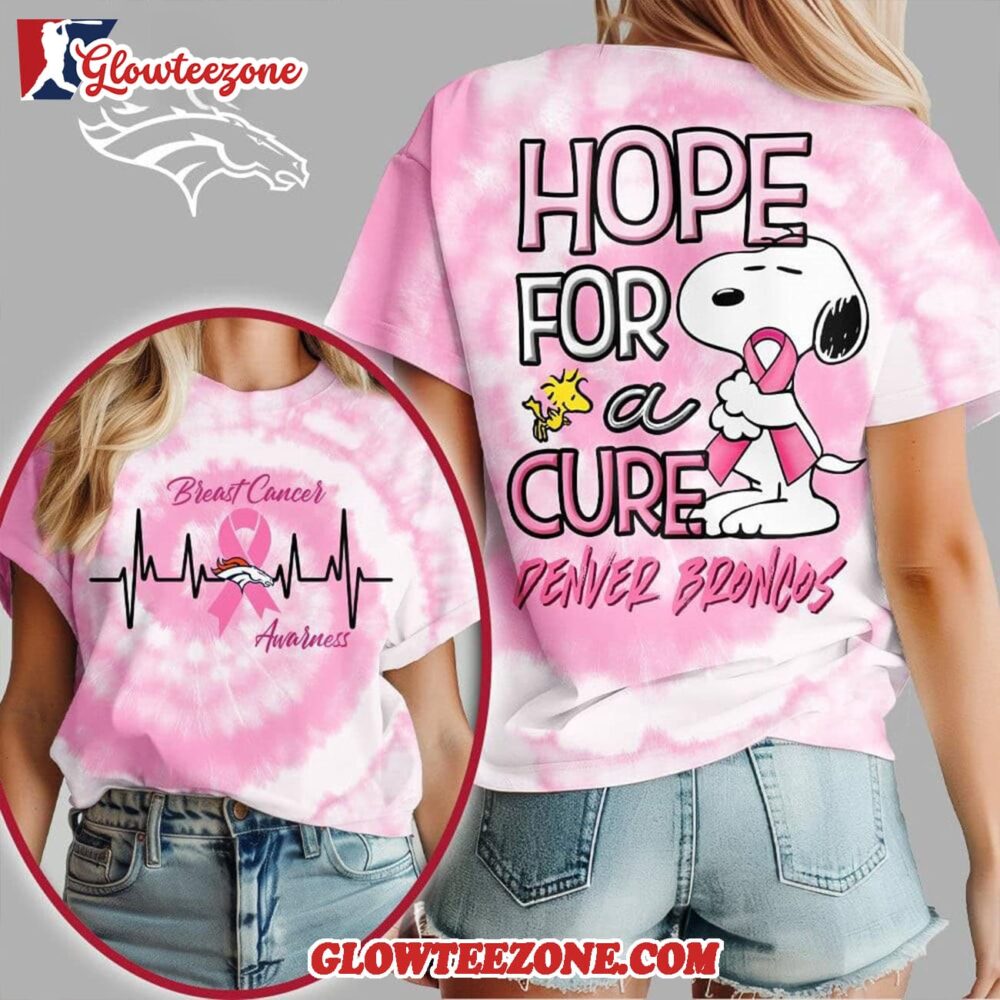 Denver Broncos 2025 Nfl Breast Cancer Awareness Snoopy Hope For A Cure All Over Print Shirt 1