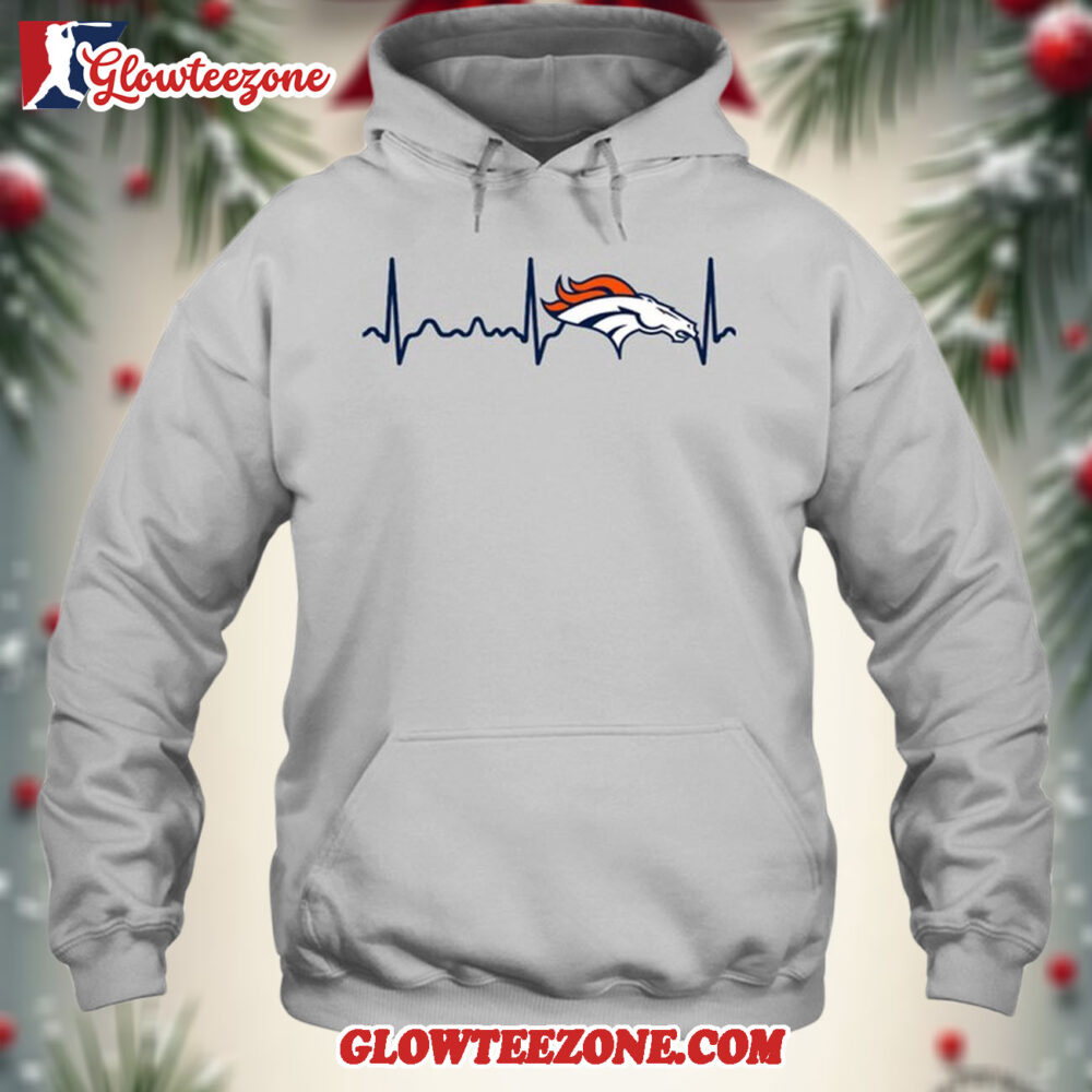 Denver Broncos Heartbeat Hoodie Unisex Football T shirt Hoodie 1