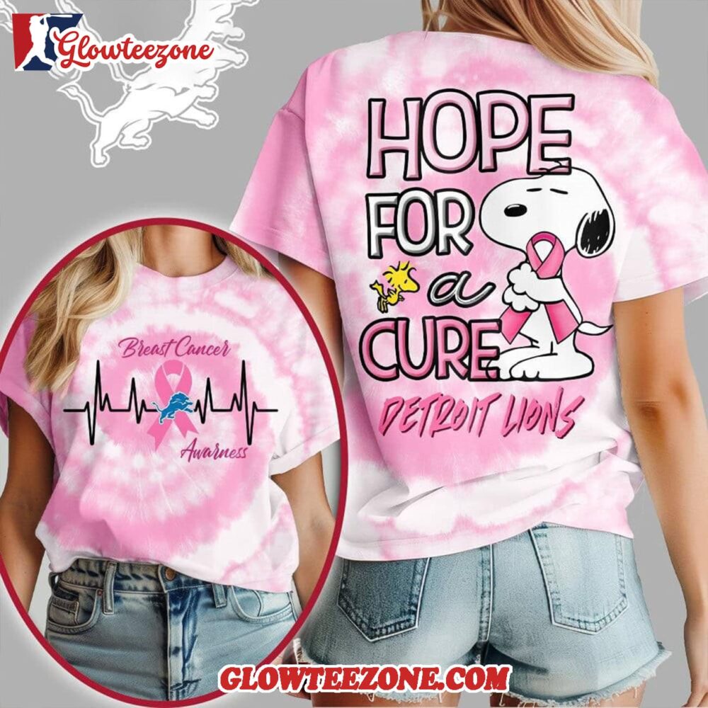 Detroit Lions 2025 Nfl Breast Cancer Awareness Snoopy Hope For A Cure All Over Print Shirt 1