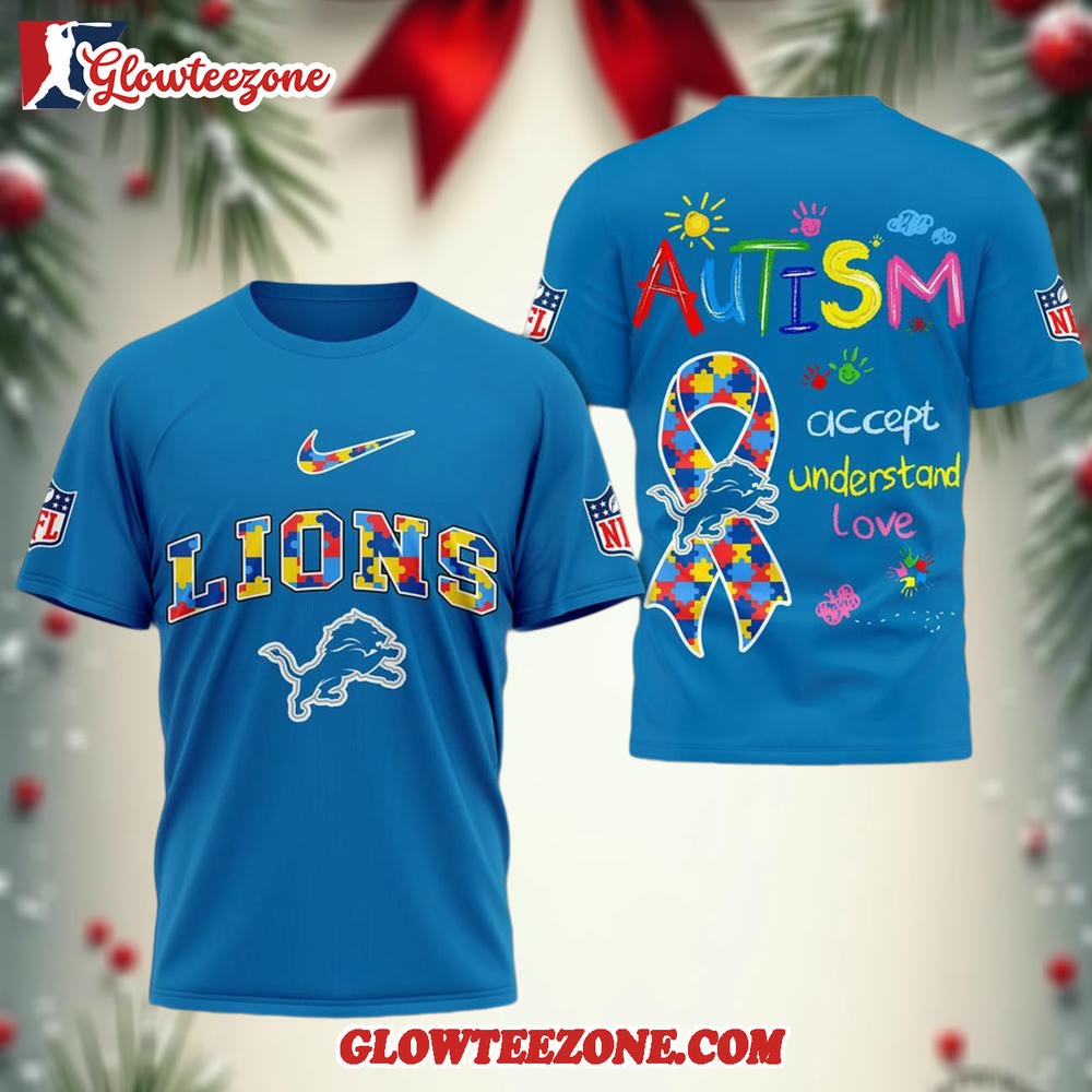 Detroit Lions Autism Awareness 3d Shirt 1
