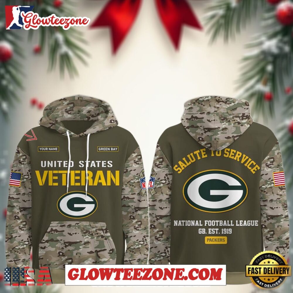 Green Bay Packers Nfl Veteran Birthday 2025 Custom Name Unisex Hoodie 1