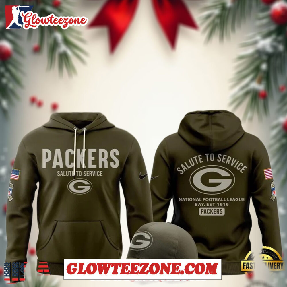 Green Bay Packers Nike Olive 2025 Salute To Service Sideline Hoodie 1