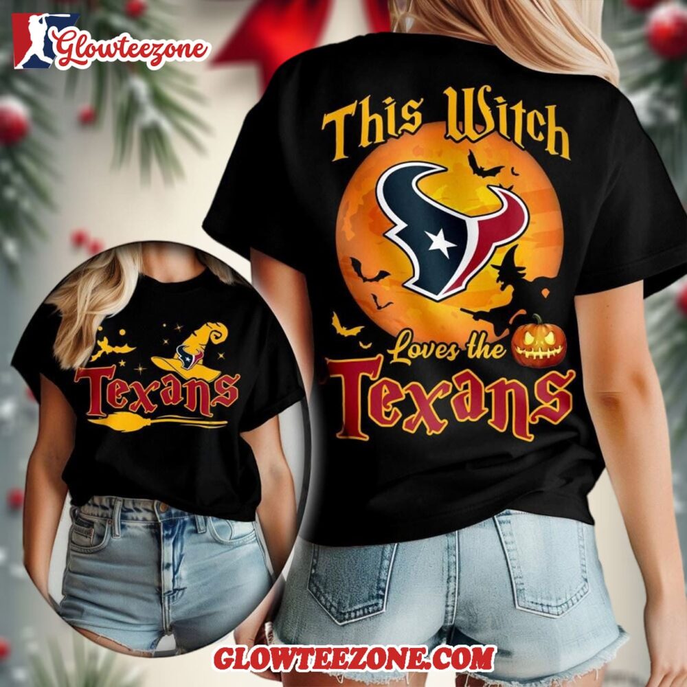 Houston Texans 2025 Nfl Halloween Witch Unisex 3d Shirt 1