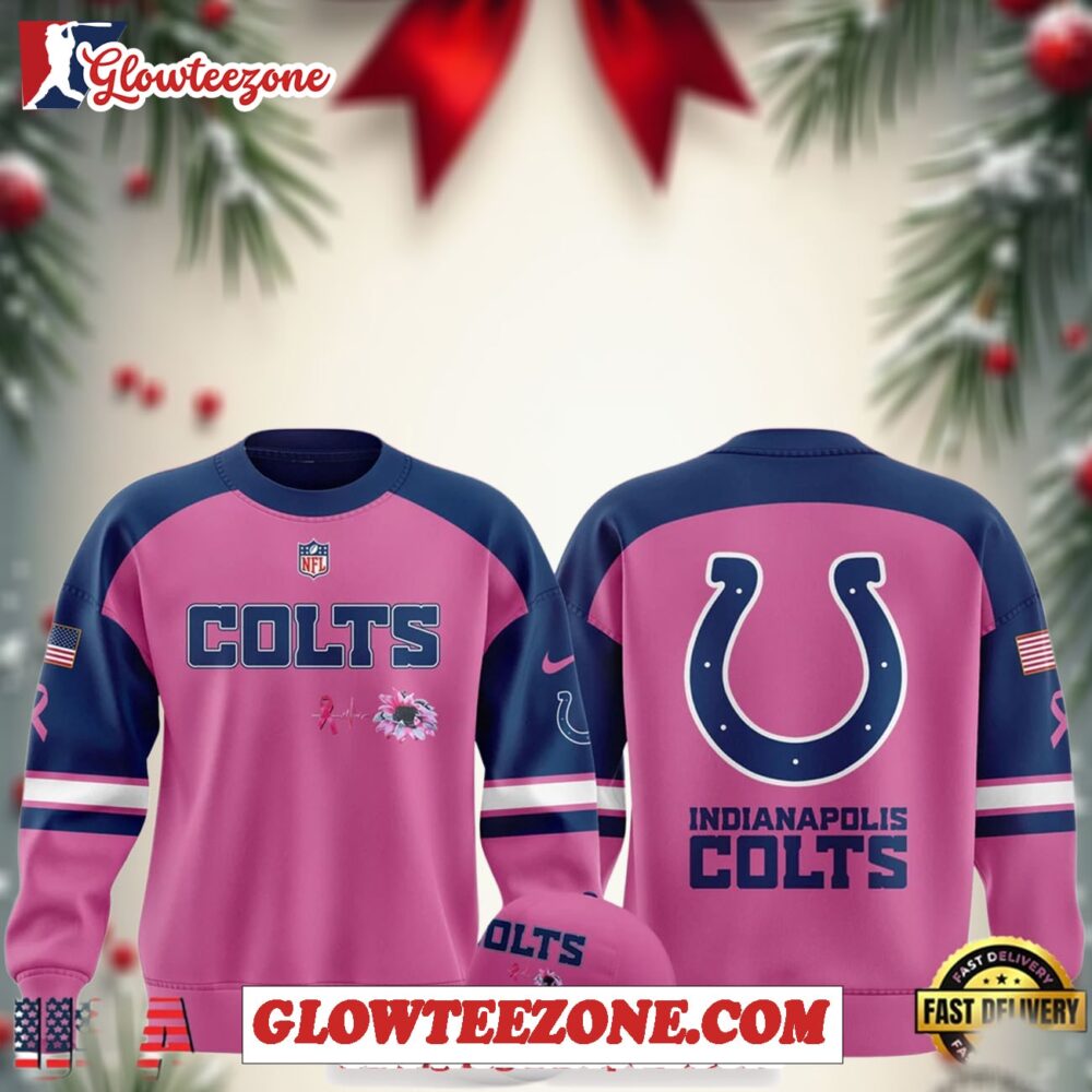 Indianapolis Colts Breast Cancer Awareness 2025 Limited Pink Sweatshirt 1