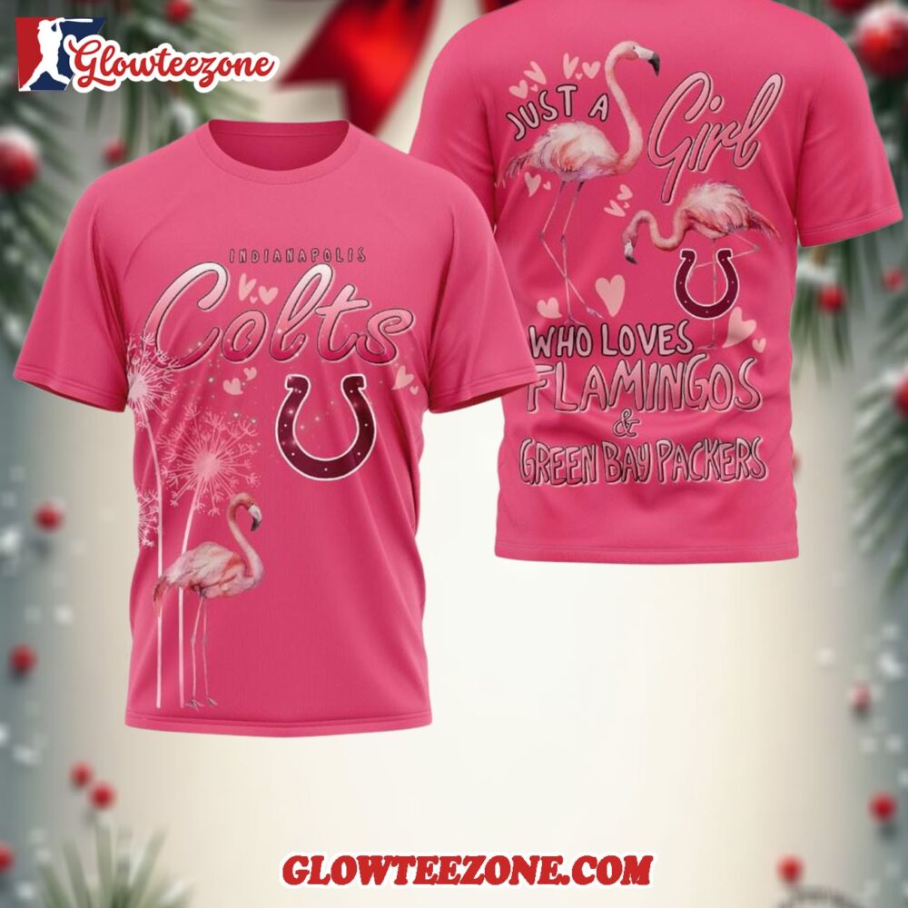 Indianapolis Colts Nfl Just A Girl Who Loves Flamingo 3d Shirt 1