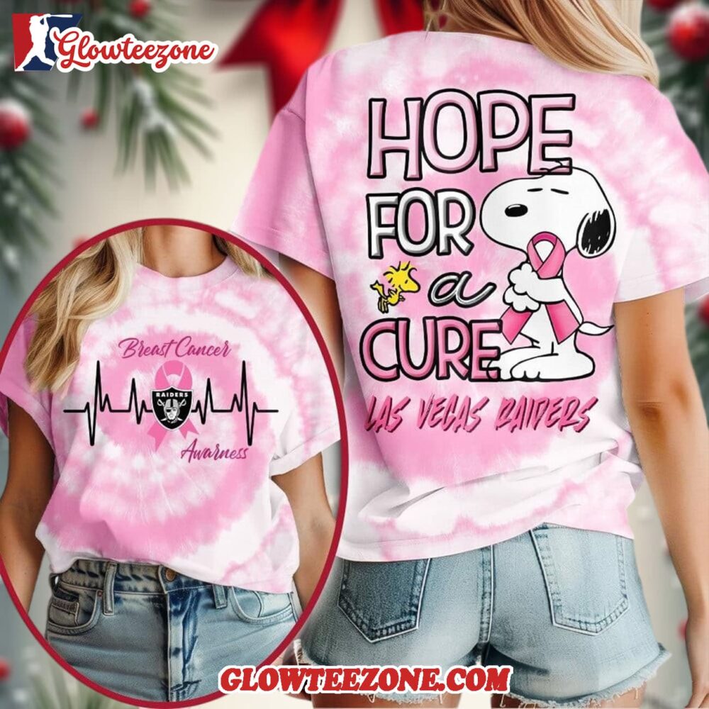 Las Vegas Raiders 2025 Nfl Breast Cancer Awareness Snoopy Hope For A Cure All Over Print Shirt 1