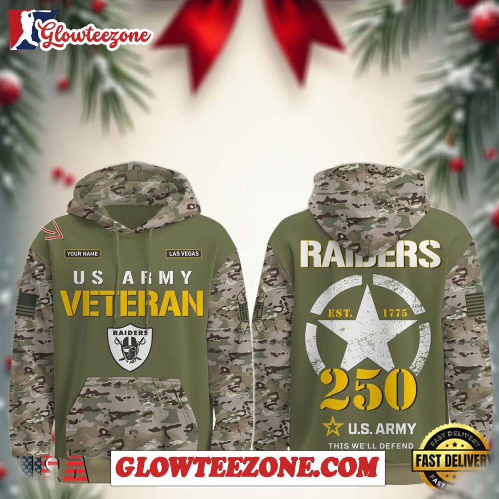 Las Vegas Raiders Nfl X Us Army Veteran 250th Birthday 2025 Camo Custom Hoodies 1