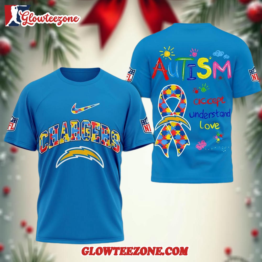 Los Angeles Chargers Autism Awareness 3d Shirt 1