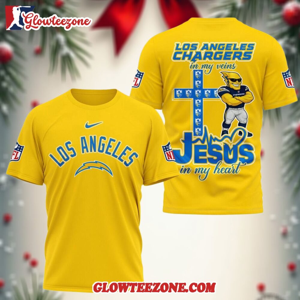 Los Angeles Chargers In My Veins In My Heart All Over Print Shirt 1