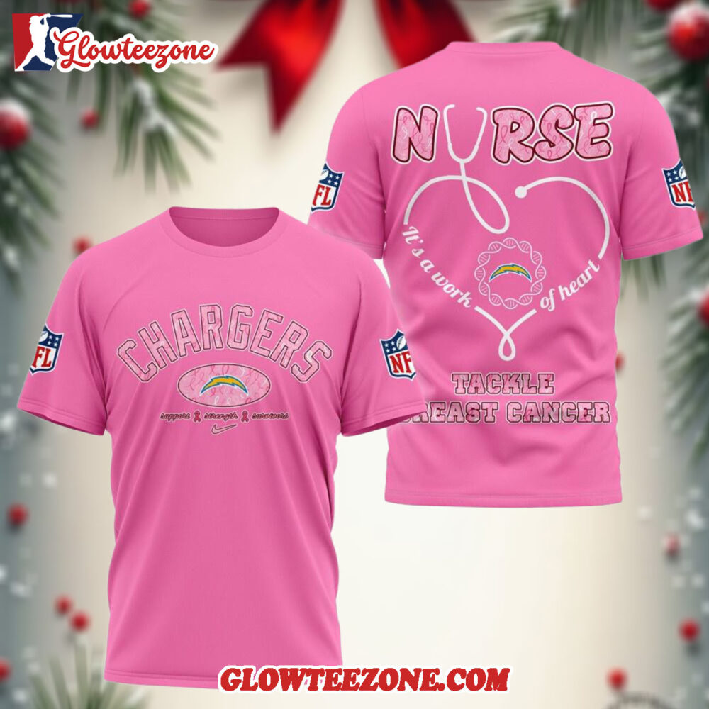 Los Angeles Chargers Nurse Breast Cancer Awareness Limited Ediition 3d Shirt 1