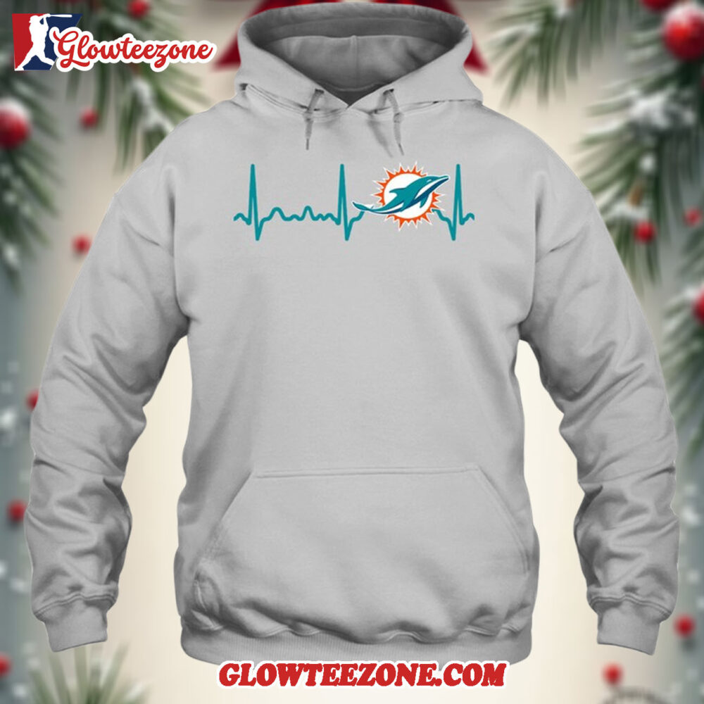 Miami Dolphins Heartbeat Hoodie Unisex Football T shirt Hoodie 1