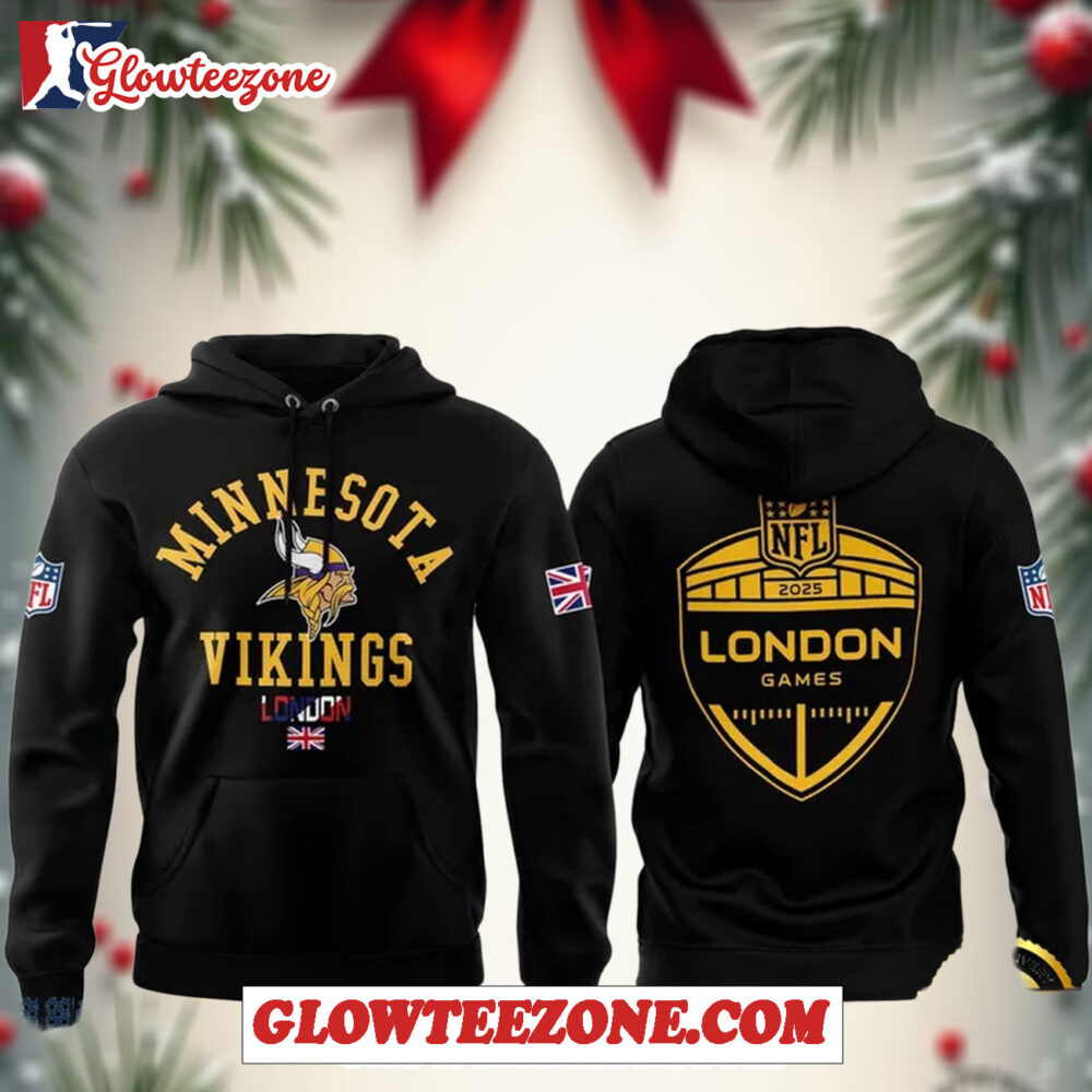 Minnesota Vikings Nfl London Game 2025 Black Hoodie Shirt 1