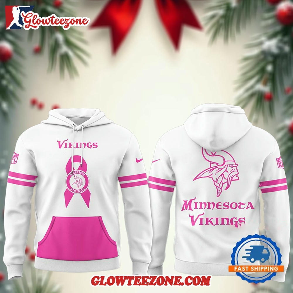 Minnesota Vikings Winter Warrior Intercept Cancer New Hoodie 1