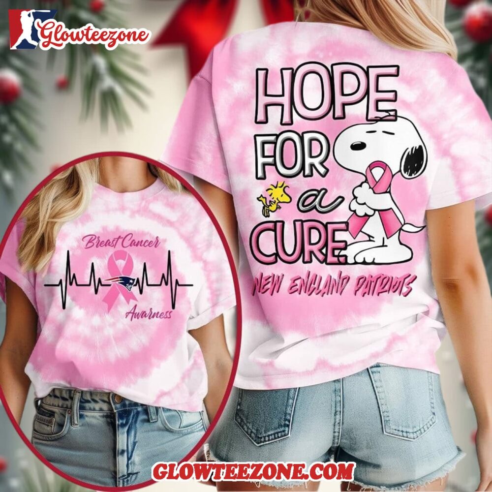 New England Patriots 2025 Nfl Breast Cancer Awareness Snoopy Hope For A Cure All Over Print Shirt 1