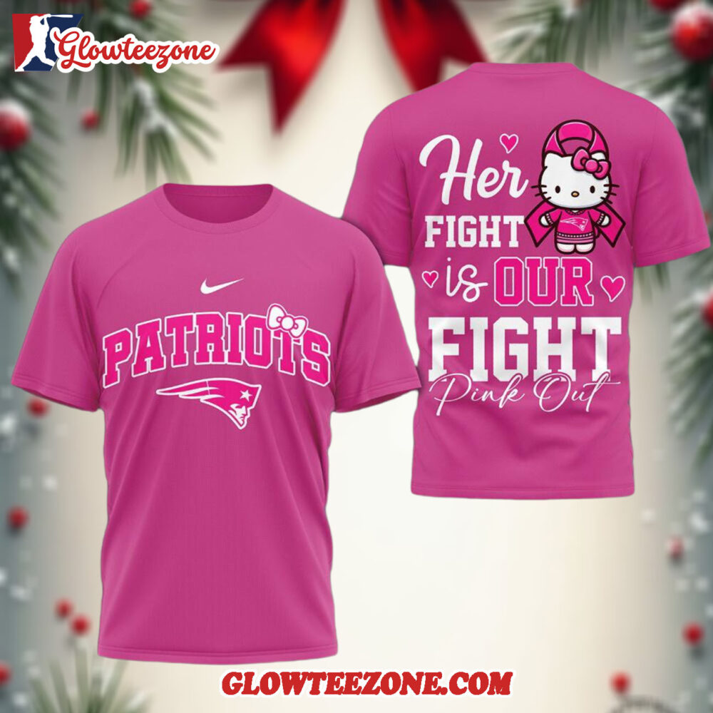 New England Patriots Nfl Her Fight Is Our Fight X Hello Kitty 3d Shirt 1