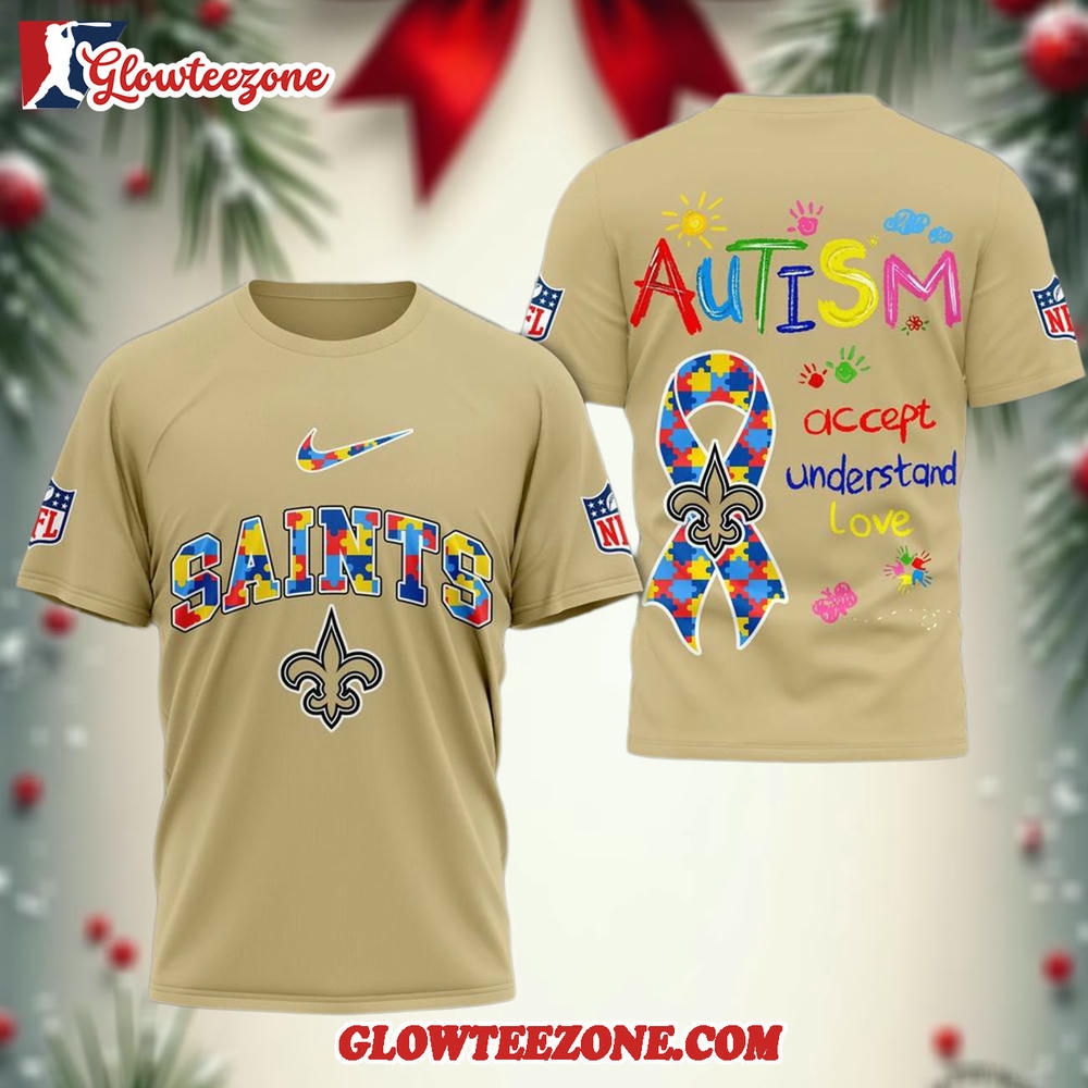 New Orleans Saints Autism Awareness 3d Shirt 1