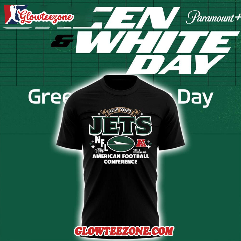 New York Jets 2025 Nfl Green White Day T Shirt 1