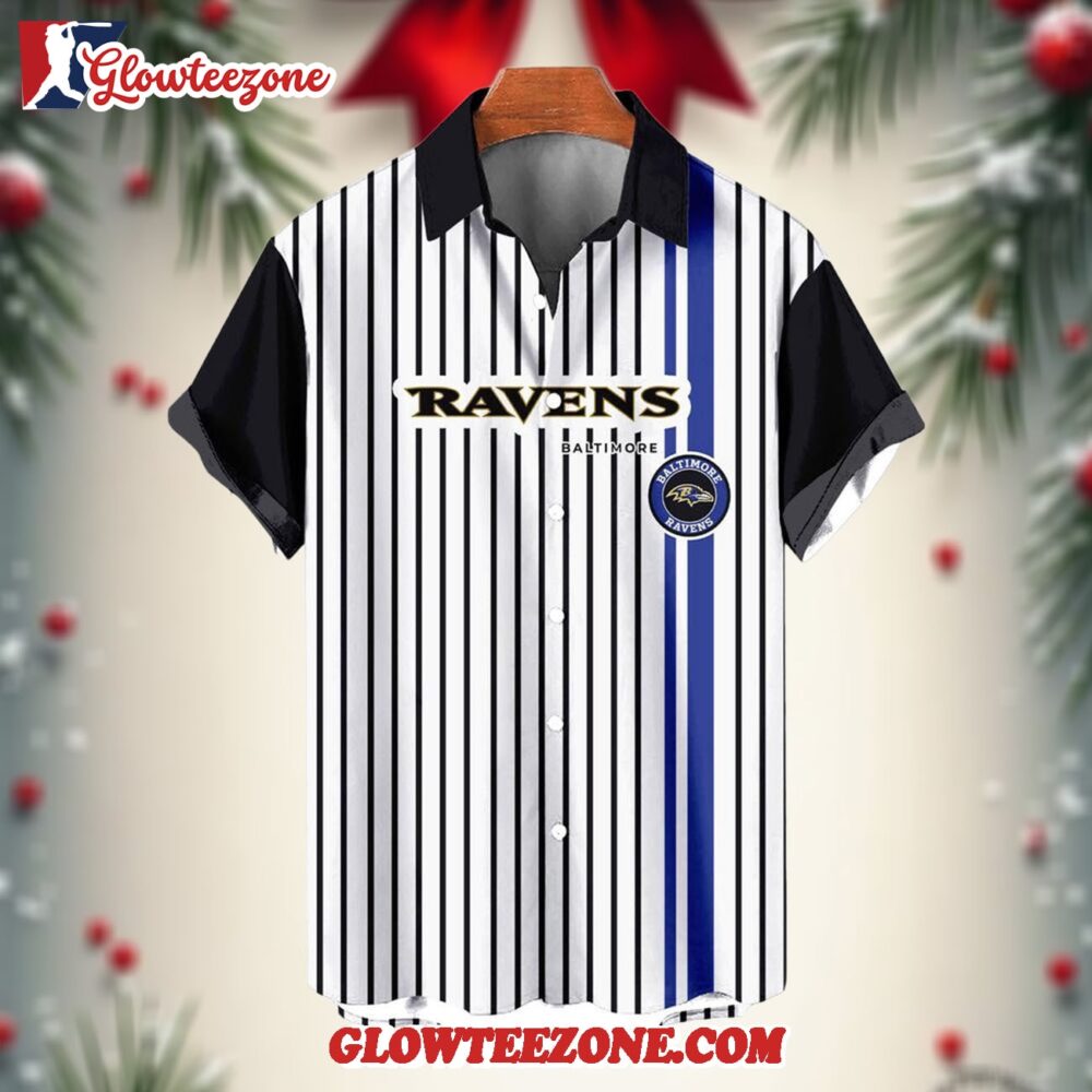 Nfl Baltimore Ravens Classic Retro Mascot Line Summer Beach Hawaiian Shirt 1