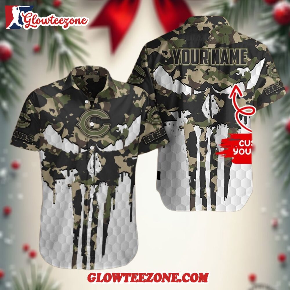 Nfl Chicago Bears Camo Veterans Military Hawaiian Shirt 1