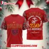 Nfl Chicago Bears Usmc 250 Years Semper Fi Red 3d Shirt 1