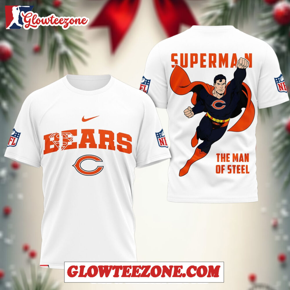 Nfl Chicago Bears X Superman The Man Of Steel Unisex 3d Shirt 1