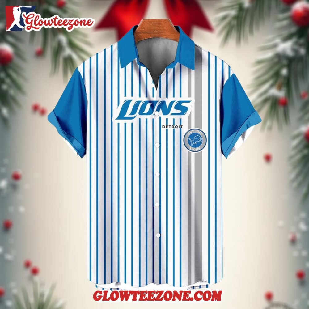 Nfl Detroit Lions Classic Retro Mascot Line Summer Beach Hawaiian Shirt 1