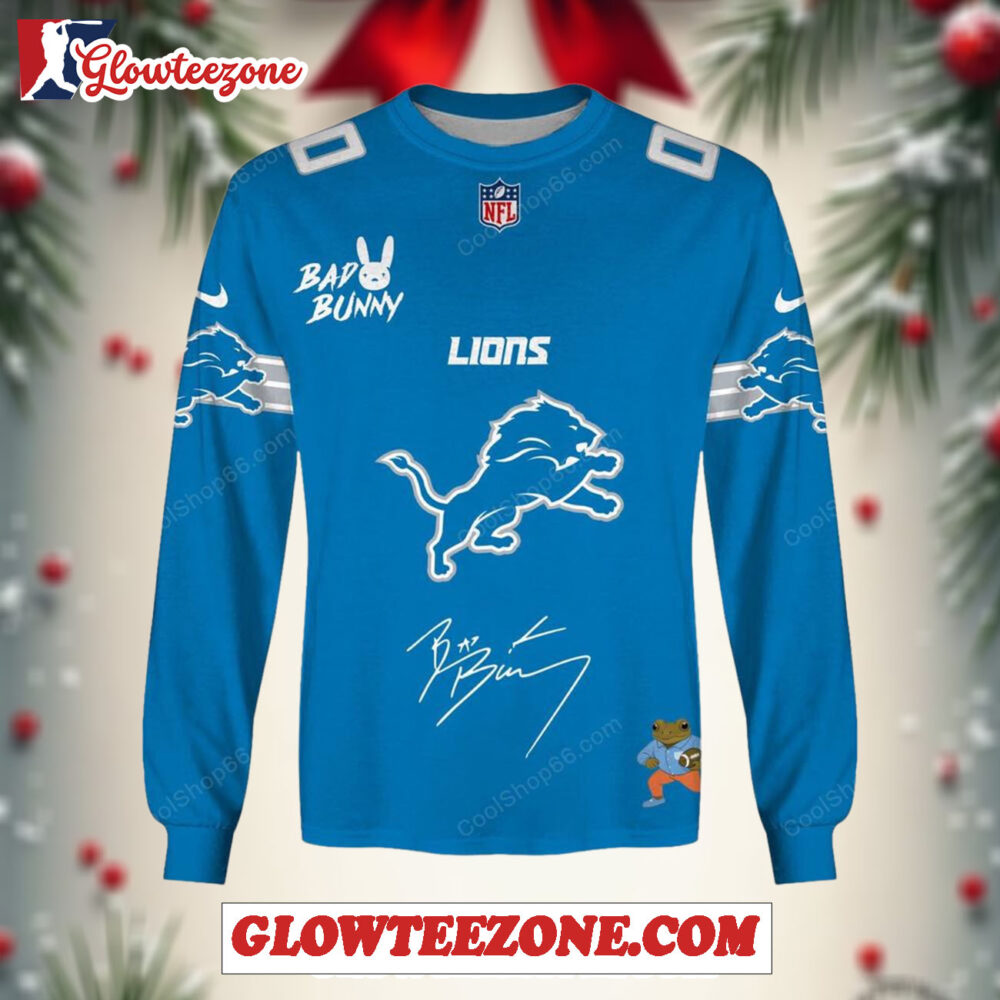 Nfl Detroit Lions X Bad Bunny Super Bowl 2026 Special Edition Custom Sweatshirt 1