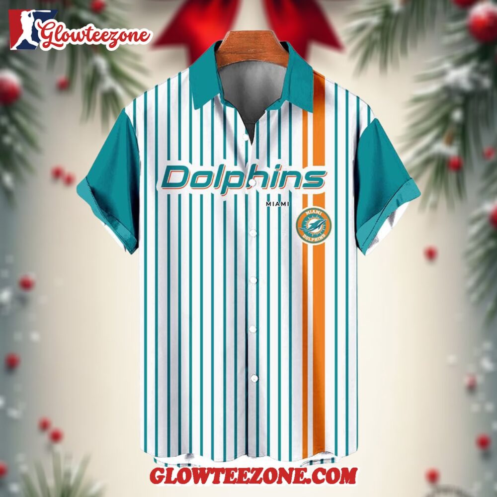 Nfl Miami Dolphins Classic Retro Mascot Line Summer Beach Hawaiian Shirt 1