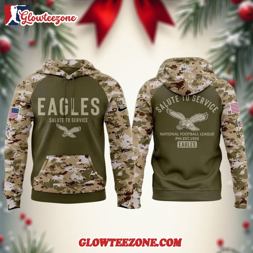 Philadelphia Eagles Camo 2025 Salute To Service Sideline Hoodie 1