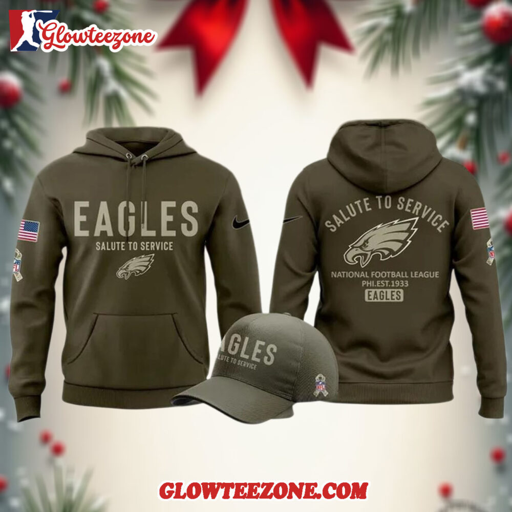 Philadelphia Eagles Olive 2025 Salute To Service Sideline Hoodie Shirt 1