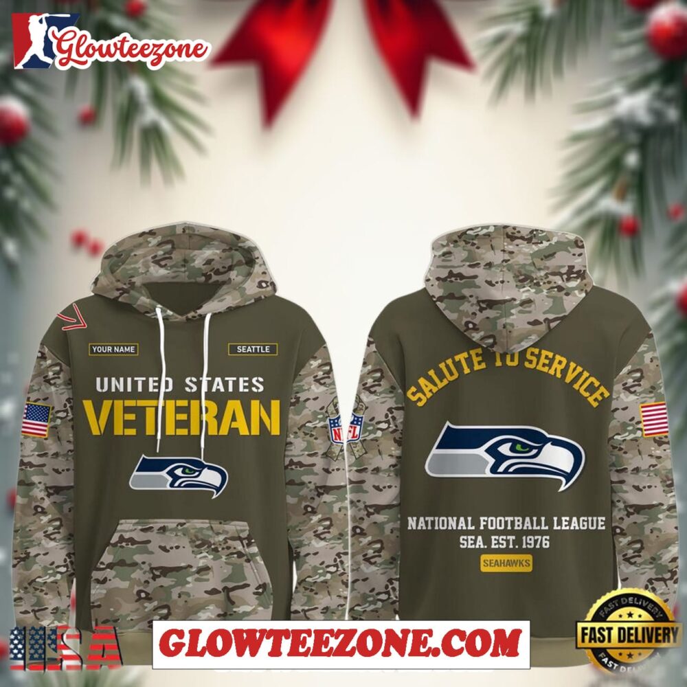 Seattle Seahawks Nfl Veteran Birthday 2025 Custom Name Unisex Hoodie 1