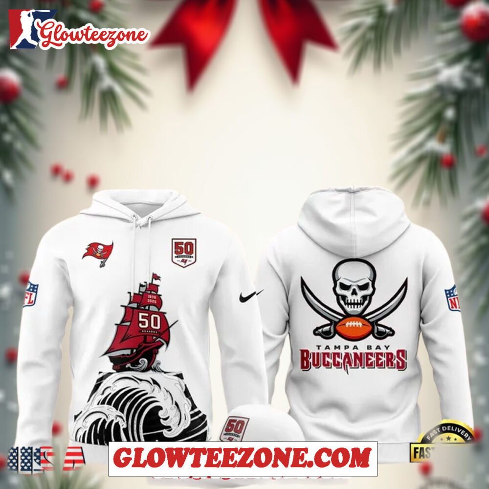 Tampa Bay Buccaneers Celebrate The Legacy Of 50 Seasons 2025 White Limited Edition Hoodie 1