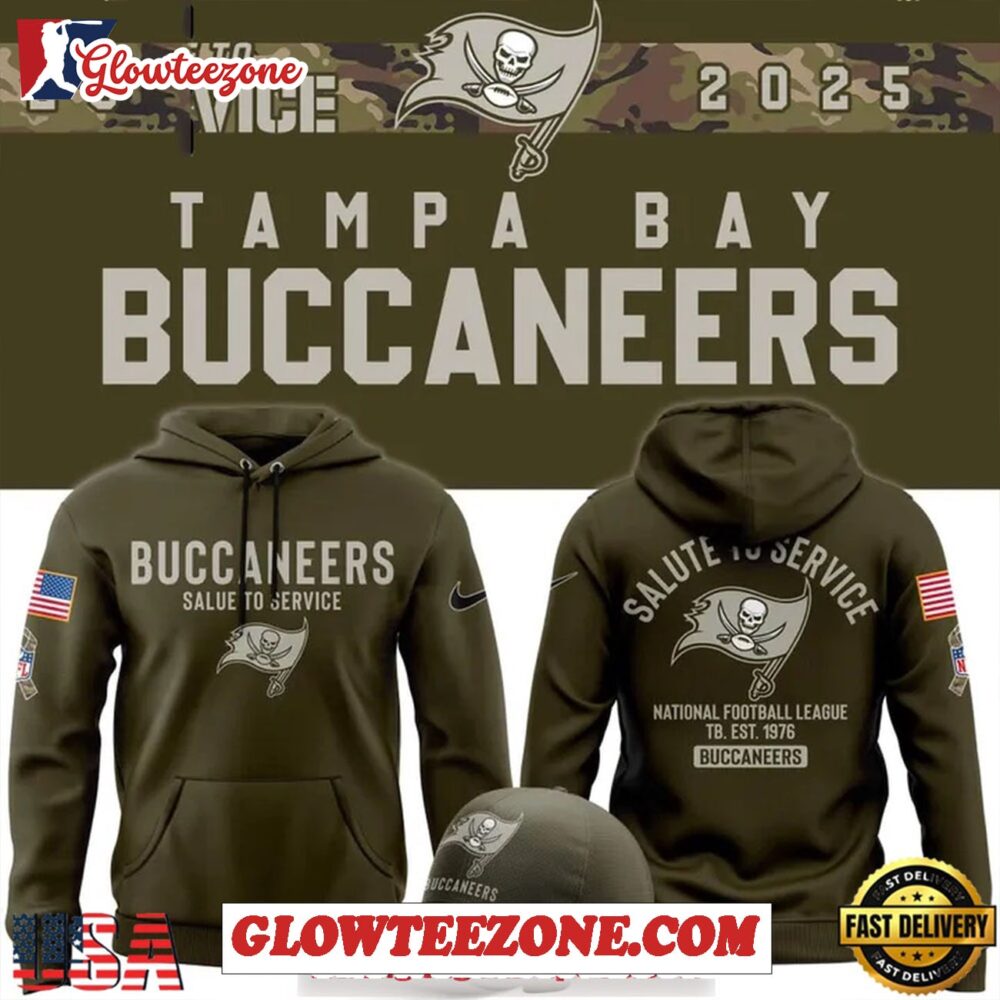 Tampa Bay Buccaneers Nike Olive 2025 Salute To Service Sideline Hoodie 1